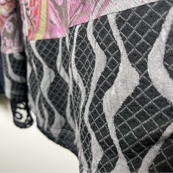 Ali Miles Women Duster Cardigan Sweater Small Petite Patchwork Artsy Mixed Print - Picture 4 of 11